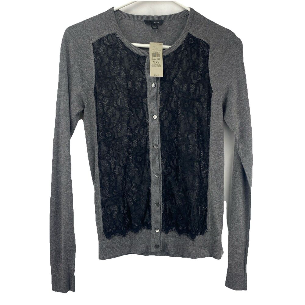 Ann Taylor Cardigan XXS NWT LACE FRONT BUTTON UP Girlcore